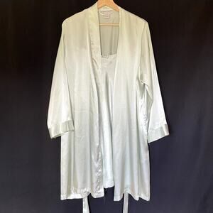 Morgan Taylor Intimates light sage green robe and slip dress set women's size L